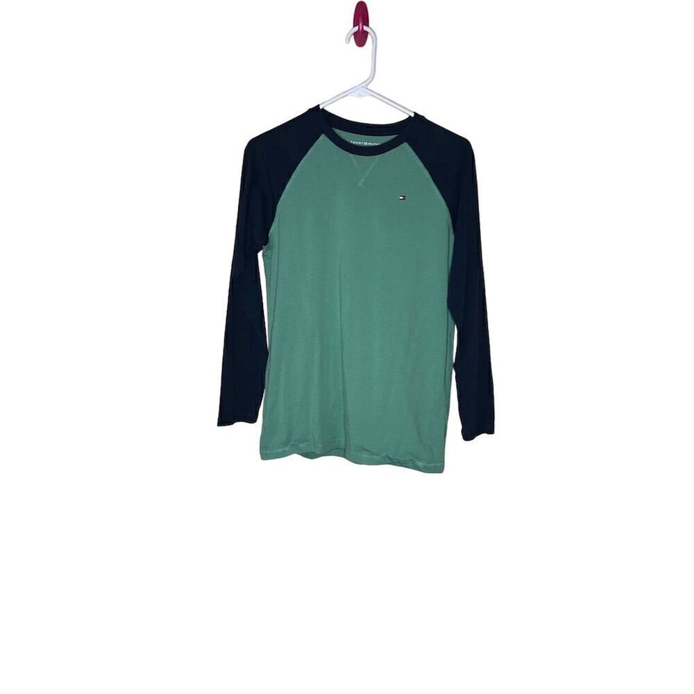 Tommy Hilfiger Boys Green Raglan Long Sleeve T-Shirt Size 16
